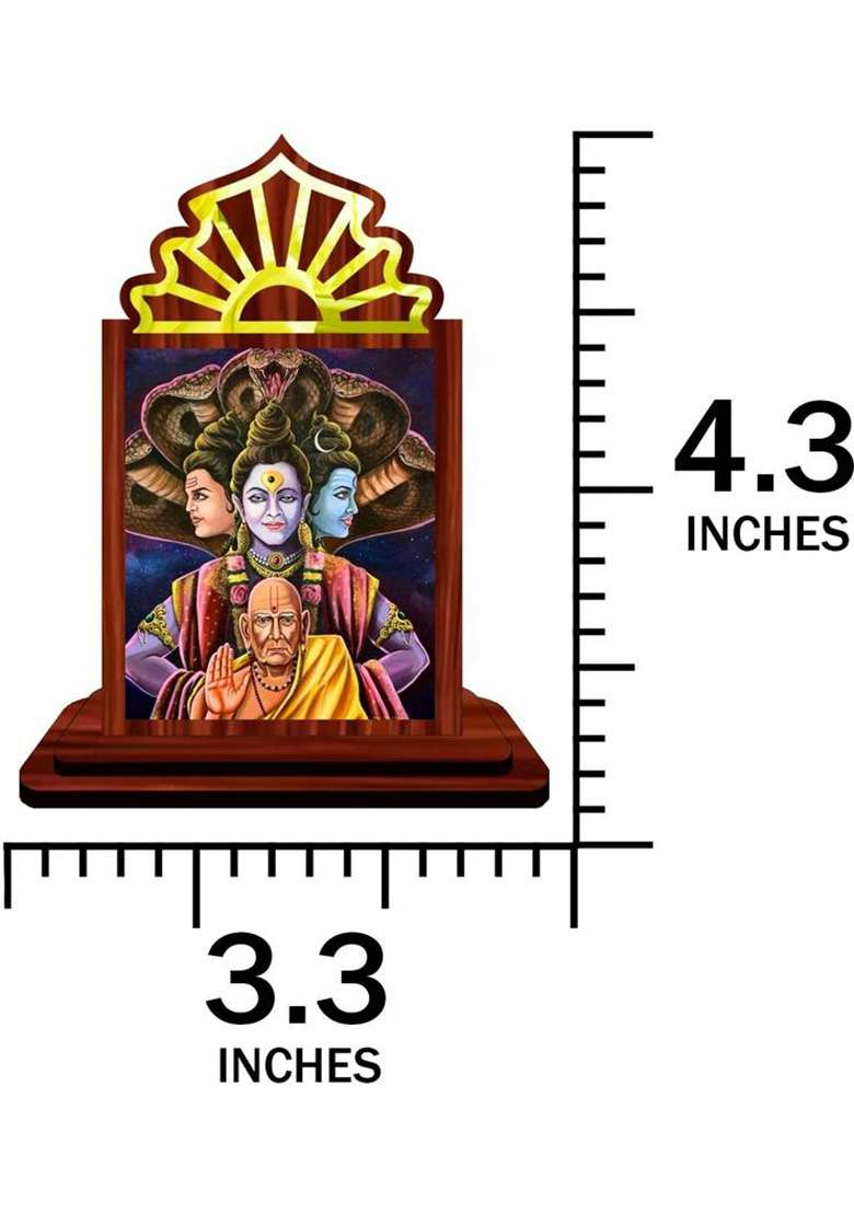 Giftsrange Akkalkot Swami Samarth Car Dashboard Idol Decorative Showpiece - 10.5 Cm(Wood Multicolor) - Indya