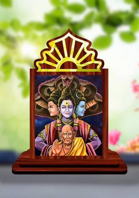 Giftsrange Akkalkot Swami Samarth Car Dashboard Idol Decorative Showpiece - 10.5 Cm(Wood Multicolor)