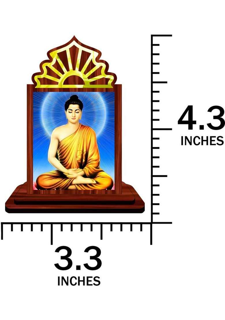 Giftsrange Gautam Buddha Mahavira Siddhartha Car Dashboard Idol Decorative Showpiece - 10.5 Cm(Wood Multicolor) - Indya