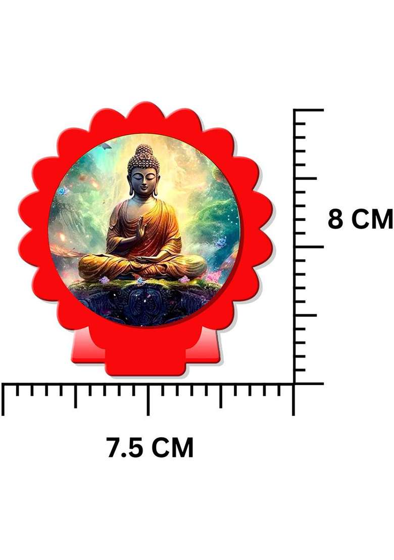 Giftsrange Gautam Buddha Mahavira Siddhartha Red Shining Car Dashboard Idol Decorative Showpiece - 8 Cm(Plastic Multicolor Red) - Indya