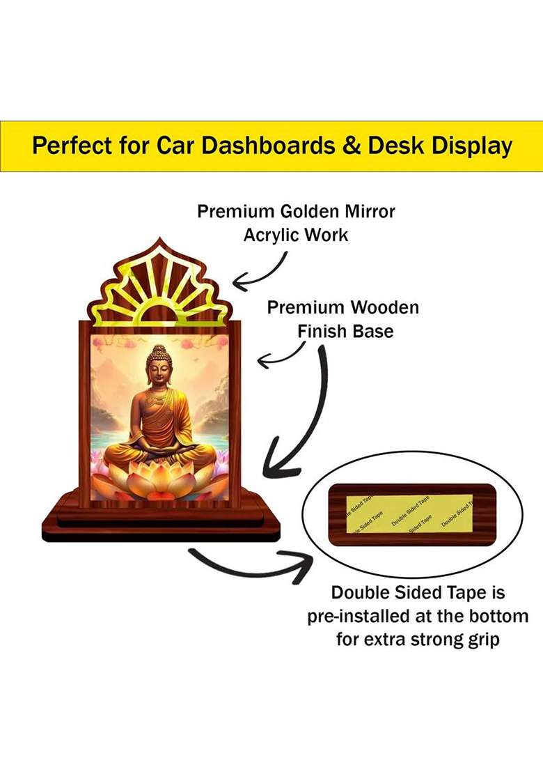 Giftsrange Gautam Buddha Mahavira Siddhartha Car Dashboard Idol Premium Decorative Showpiece - 10.5 Cm(Wood Multicolor) - Indya