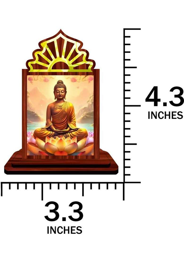 Giftsrange Gautam Buddha Mahavira Siddhartha Car Dashboard Idol Premium Decorative Showpiece - 10.5 Cm(Wood Multicolor) - Indya