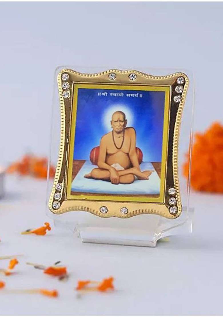 Bisrat Creations Swami Samarth Maharaj Statue For Car Dashboard Home Office Etc Decorative Showpiece - 7 Cm(Plastic Multicolor) - Indya