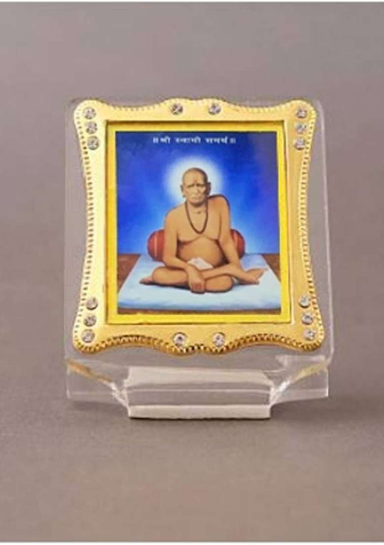 Bisrat Creations Swami Samarth Maharaj Statue For Car Dashboard Home Office Etc Decorative Showpiece - 7 Cm(Plastic Multicolor) - Indya