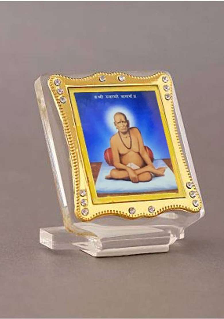 Bisrat Creations Swami Samarth Maharaj Statue For Car Dashboard Home Office Etc Decorative Showpiece - 7 Cm(Plastic Multicolor) - Indya