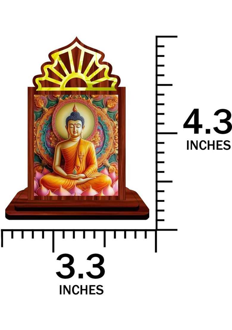 Giftsrange Gautam Buddha Mahavira Siddhartha Car Dashboard Idol Decorative Showpiece - 10.5 Cm(Wood Multicolor) - Indya