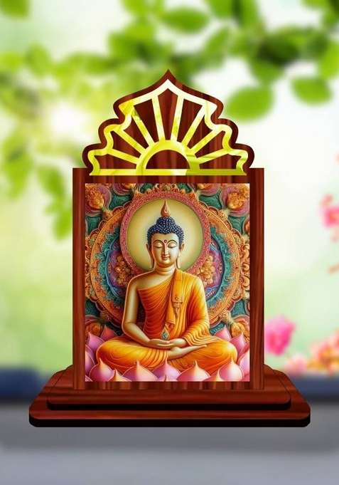 Giftsrange Gautam Buddha Mahavira Siddhartha Car Dashboard Idol Decorative Showpiece - 10.5 Cm(Wood Multicolor)