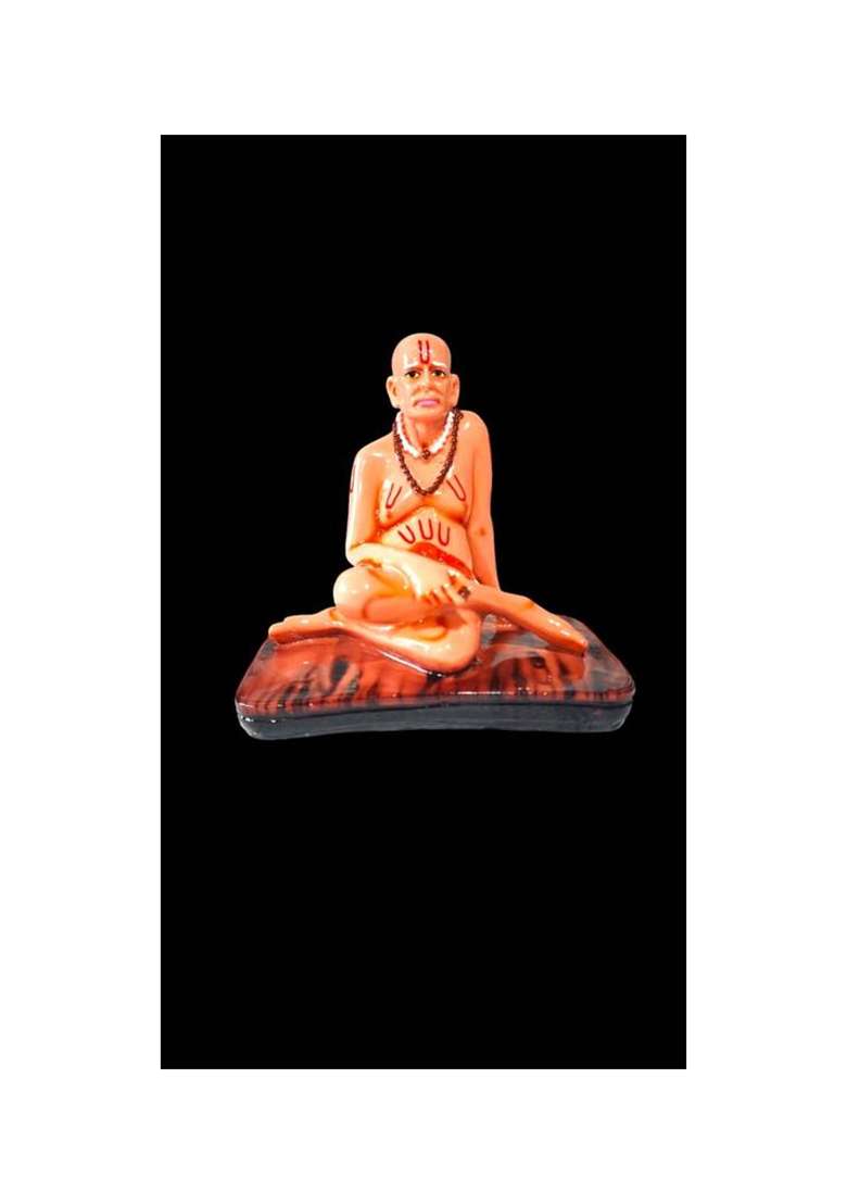 S A Gifts Shree Swami Samarth Maharaj Marble Finish Murti Idol 3 Inch Decorative Showpiece - 3 Cm(Marble Orange) - Indya