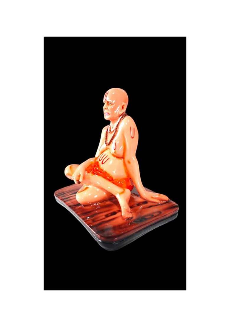 S A Gifts Shree Swami Samarth Maharaj Marble Finish Murti Idol 3 Inch Decorative Showpiece - 3 Cm(Marble Orange) - Indya
