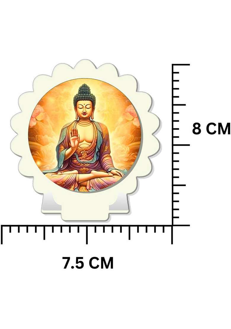 Giftsrange Gautam Buddha Mahavira Siddhartha White Premium Car Dashboard Idol Decorative Showpiece - 8 Cm(Plastic Multicolor White) - Indya