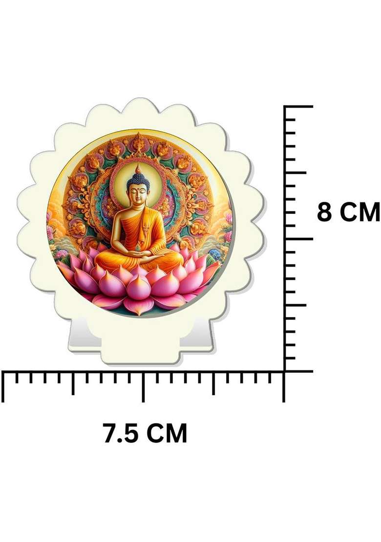 Kanak Gautam Buddha Mahavira Siddhartha White Premium Car Dashboard Idol Decorative Showpiece - 8 Cm(Wood Multicolor White) - Indya