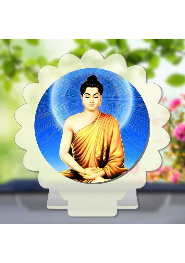 Giftsrange Gautam Buddha Mahavira Siddhartha White Premium Car Dashboard Idol Decorative Showpiece - 8 Cm(Plastic Multicolor White) - Indya