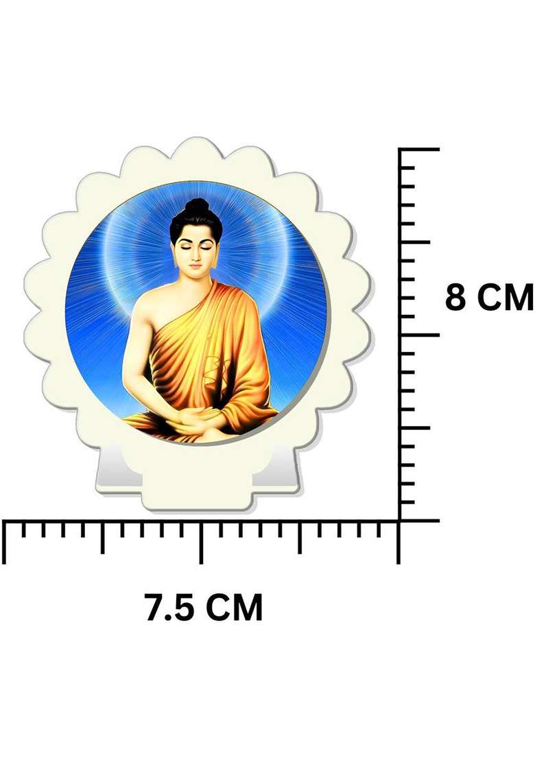 Giftsrange Gautam Buddha Mahavira Siddhartha White Premium Car Dashboard Idol Decorative Showpiece - 8 Cm(Plastic Multicolor White) - Indya
