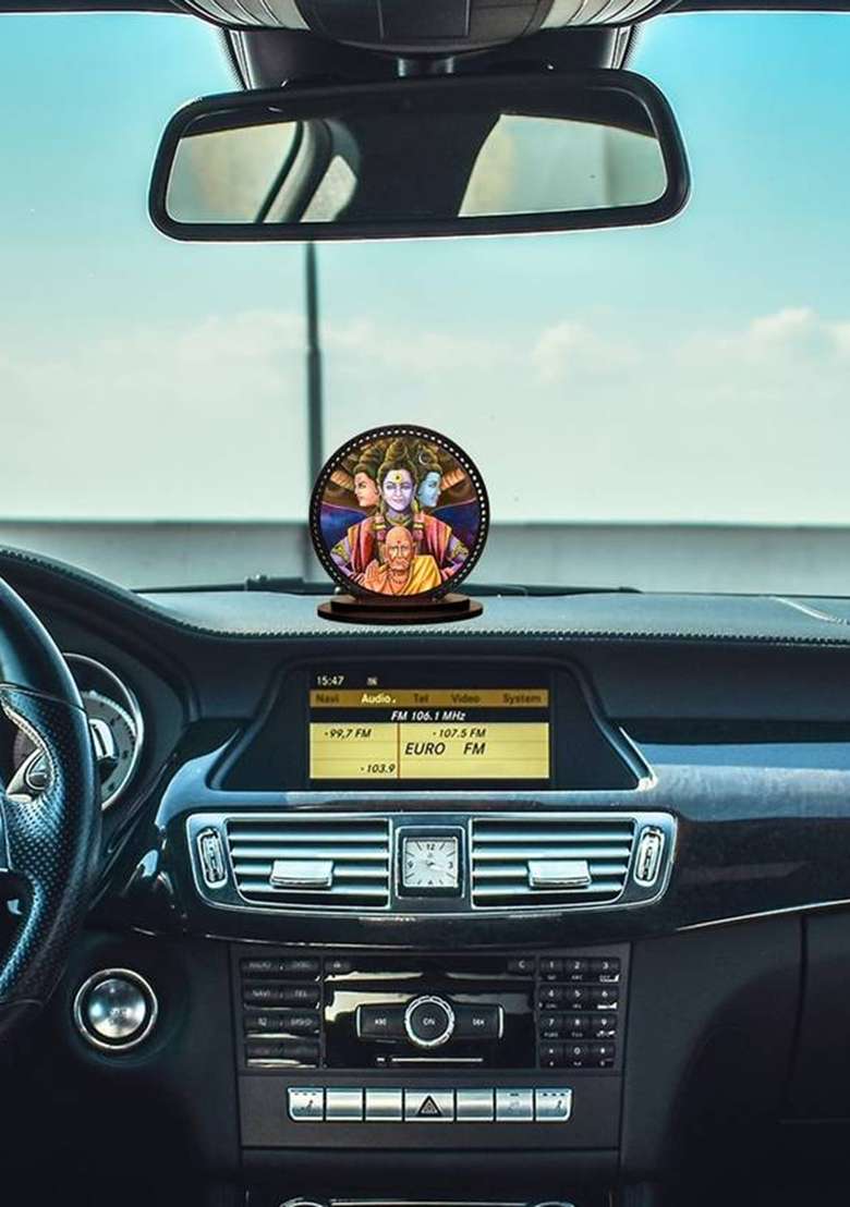 Giftzlane Akkalkot Swami Samarth Car Dashboard Idol Decorative Showpiece - 7.62 Cm(Wood Multicolor) - Indya