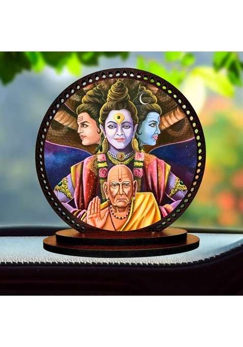 Giftzlane Akkalkot Swami Samarth Car Dashboard Idol Decorative Showpiece - 7.62 Cm(Wood Multicolor)