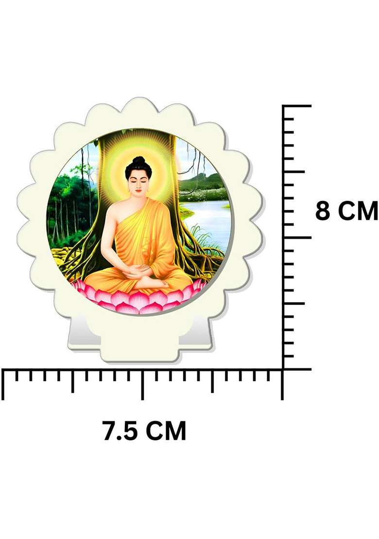 Giftsrange Gautam Buddha Mahavira Siddhartha White Premium Car Dashboard Idol Decorative Showpiece - 8 Cm(Plastic Multicolor White) - Indya