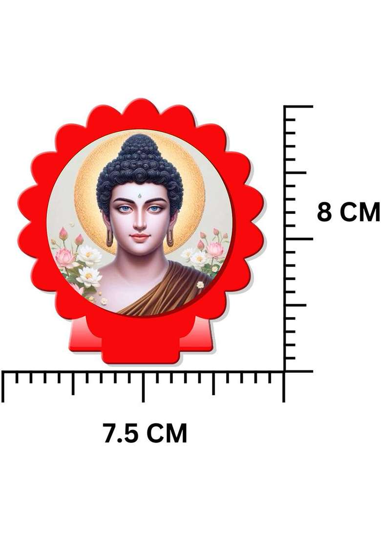 Giftsrange Gautam Buddha Mahavira Car Dashboard Idol Red Glossy Decorative Showpiece - 8 Cm(Plastic Red) - Indya