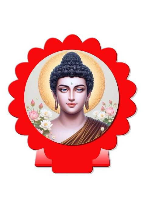 Giftsrange Gautam Buddha Mahavira Car Dashboard Idol Red Glossy Decorative Showpiece - 8 Cm(Plastic Red)