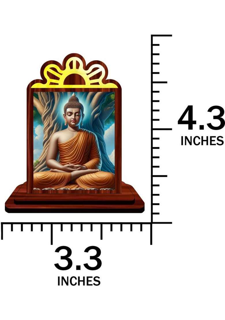 Giftsrange Gautam Buddha Mahavira Siddhartha Car Dashboard Idol Decorative Showpiece - 9.5 Cm(Wood Multicolor) - Indya