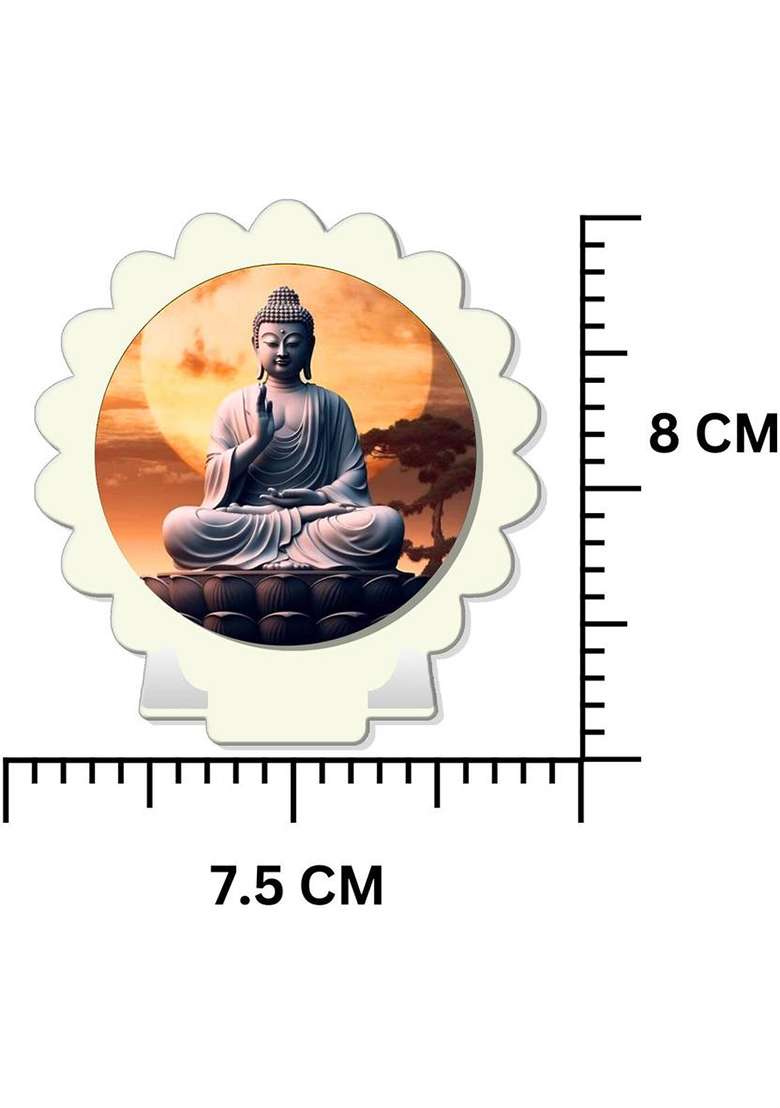 Giftsrange Gautam Buddha Mahavira Car Dashboard Idol White Glossy Decorative Showpiece - 8 Cm(Plastic White) - Indya