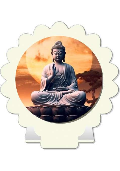 Giftsrange Gautam Buddha Mahavira Car Dashboard Idol White Glossy Decorative Showpiece - 8 Cm(Plastic White)