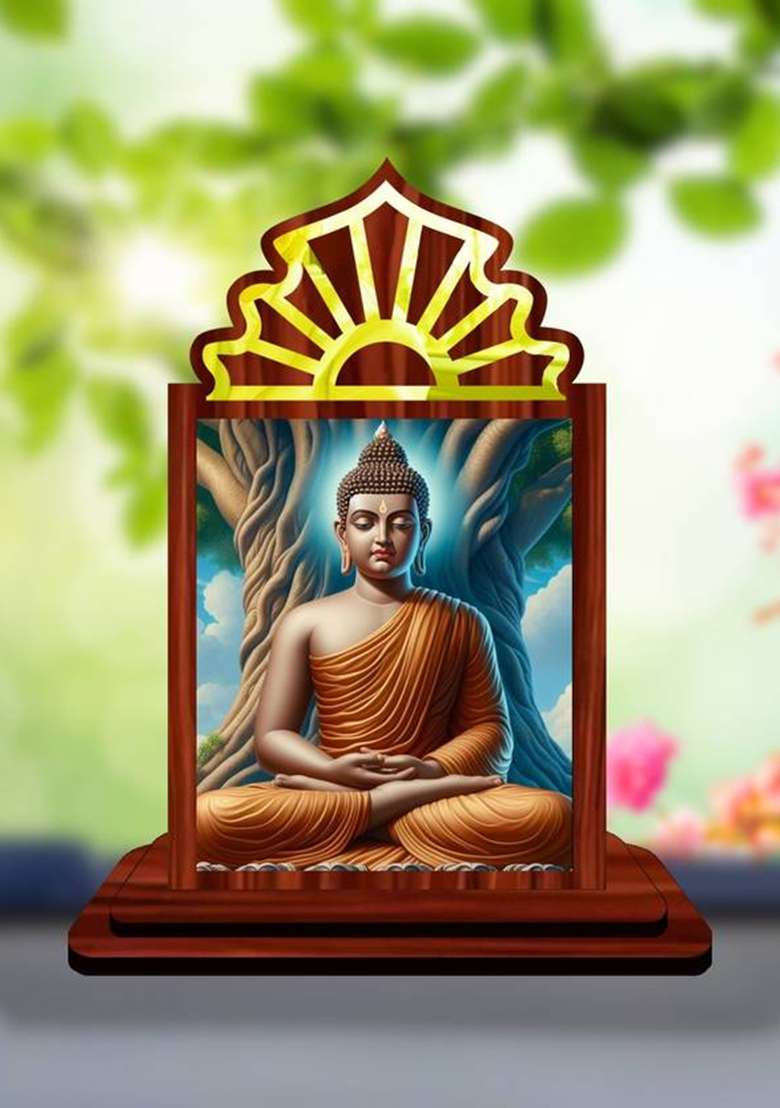 Giftsrange Gautam Buddha Mahavira Siddhartha Car Dashboard Idol Decorative Showpiece - 10.5 Cm(Wood Multicolor) - Indya