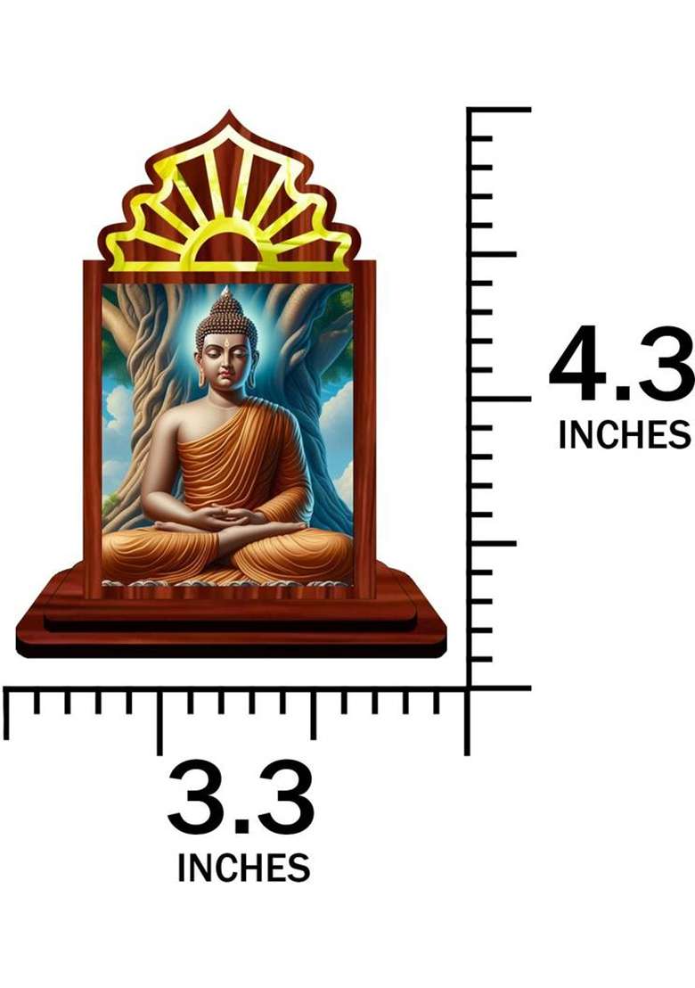 Giftsrange Gautam Buddha Mahavira Siddhartha Car Dashboard Idol Decorative Showpiece - 10.5 Cm(Wood Multicolor) - Indya