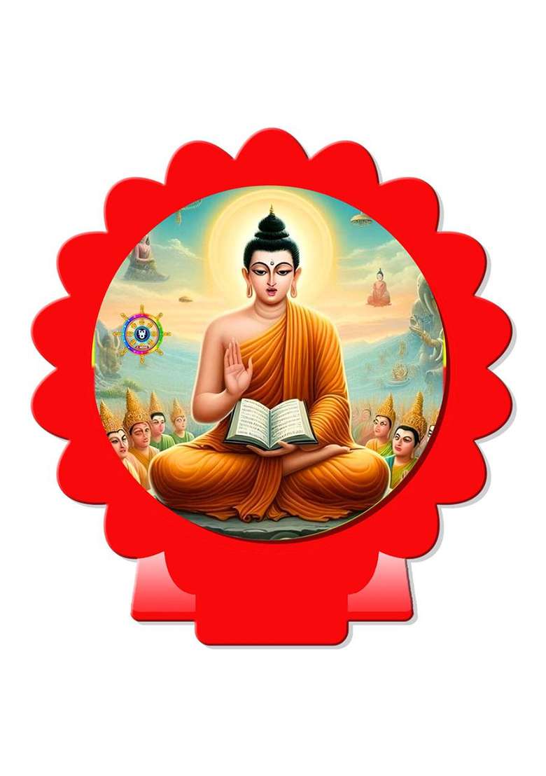 Giftsrange Gautam Buddha Mahavira Car Dashboard Idol Red Glossy Decorative Showpiece - 8 Cm(Plastic Red) - Indya