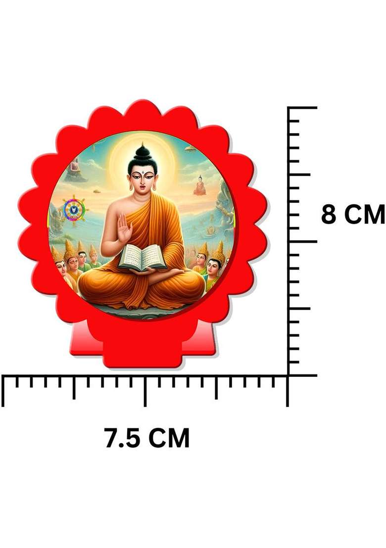 Giftsrange Gautam Buddha Mahavira Car Dashboard Idol Red Glossy Decorative Showpiece - 8 Cm(Plastic Red) - Indya