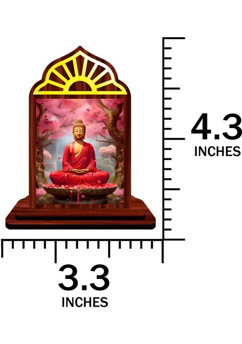 Giftsrange Gautam Buddha Mahavira Siddhartha Car Dashboard Idol Premium Decorative Showpiece - 10 Cm(Wood Multicolor) - Indya