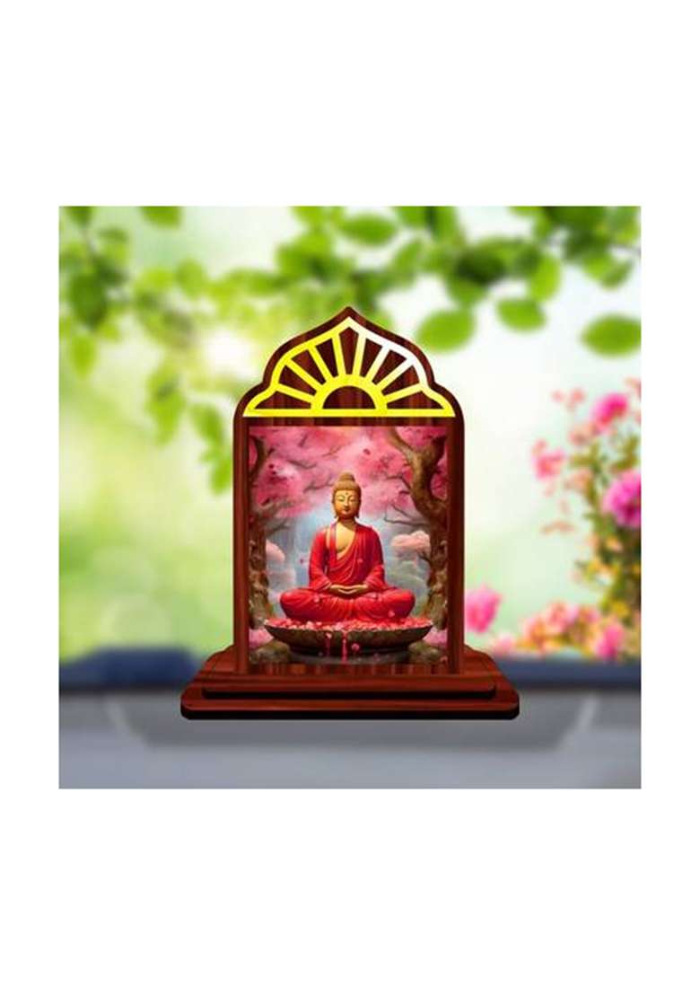Giftsrange Gautam Buddha Mahavira Siddhartha Car Dashboard Idol Premium Decorative Showpiece - 10 Cm(Wood Multicolor) - Indya