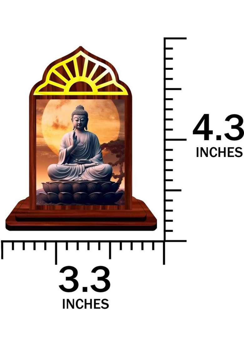 Giftzlane Gautam Buddha Mahavira Siddhartha Car Dashboard Idol Premium Decorative Showpiece - 10.5 Cm(Wood Multicolor) - Indya