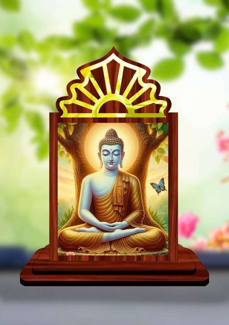 Giftsrange Gautam Buddha Mahavira Siddhartha Car Dashboard Idol Decorative Showpiece - 10.5 Cm(Wood Multicolor) - Indya