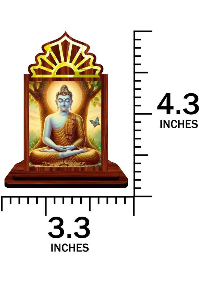 Giftsrange Gautam Buddha Mahavira Siddhartha Car Dashboard Idol Decorative Showpiece - 10.5 Cm(Wood Multicolor) - Indya
