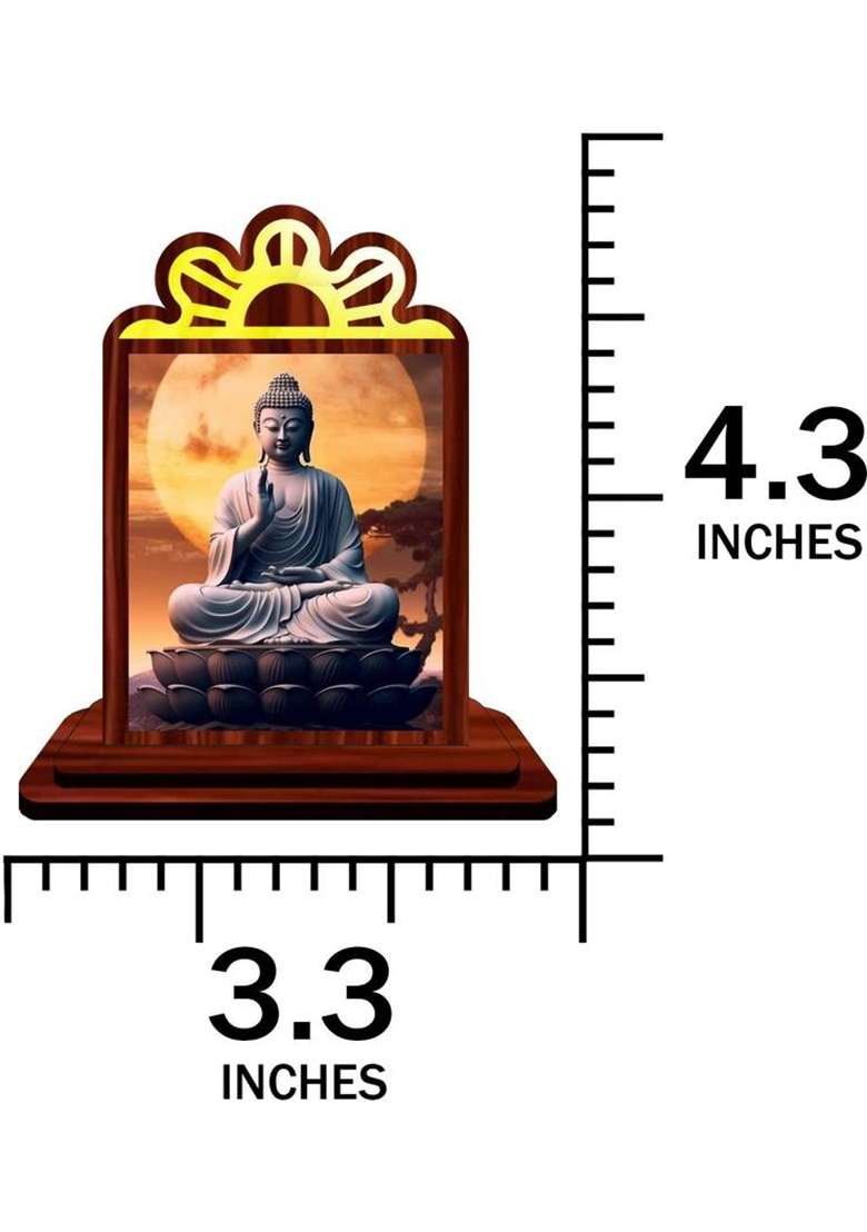 Giftsrange Gautam Buddha Mahavira Siddhartha Car Dashboard Idol Premium Decorative Showpiece - 9.5 Cm(Wood Multicolor) - Indya