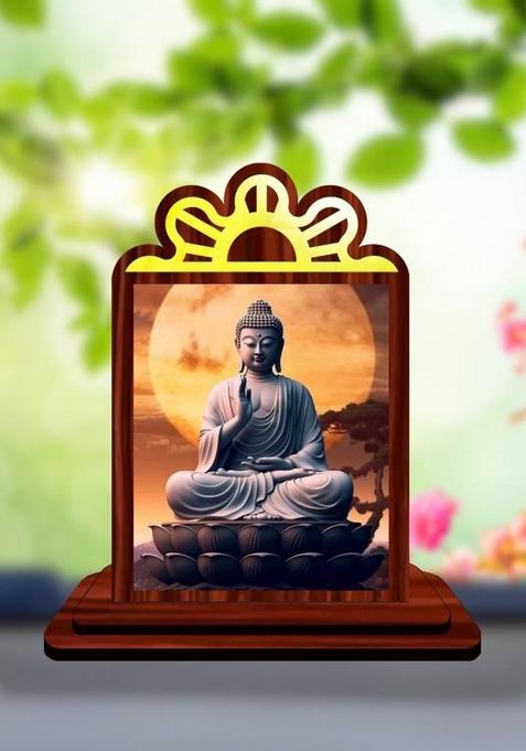 Giftsrange Gautam Buddha Mahavira Siddhartha Car Dashboard Idol Premium Decorative Showpiece - 9.5 Cm(Wood Multicolor)