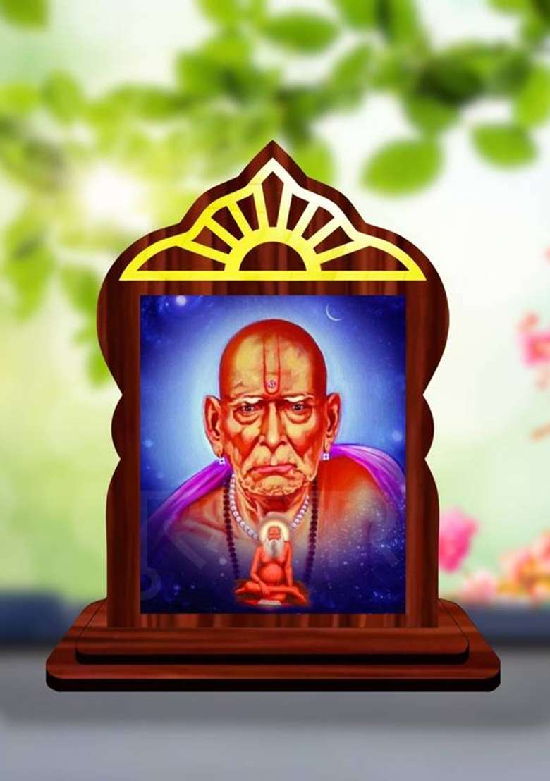 Giftsrange Akkalkot Swami Samarth Car Dashboard Idol Decorative Showpiece - 10.4 Cm(Wood Multicolor) - Indya