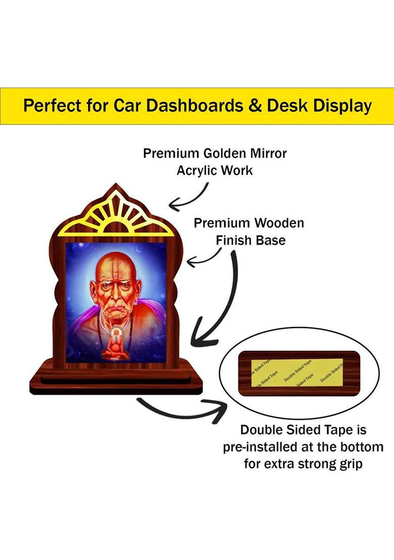 Giftsrange Akkalkot Swami Samarth Car Dashboard Idol Decorative Showpiece - 10.4 Cm(Wood Multicolor) - Indya