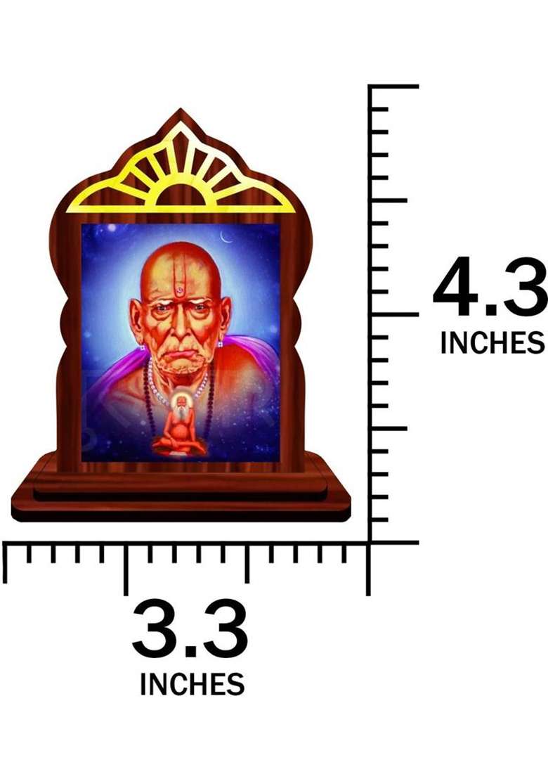 Giftsrange Akkalkot Swami Samarth Car Dashboard Idol Decorative Showpiece - 10.4 Cm(Wood Multicolor) - Indya