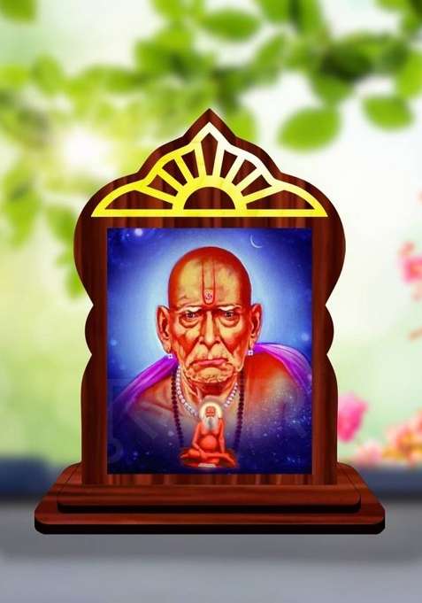Giftsrange Akkalkot Swami Samarth Car Dashboard Idol Decorative Showpiece - 10.4 Cm(Wood Multicolor)