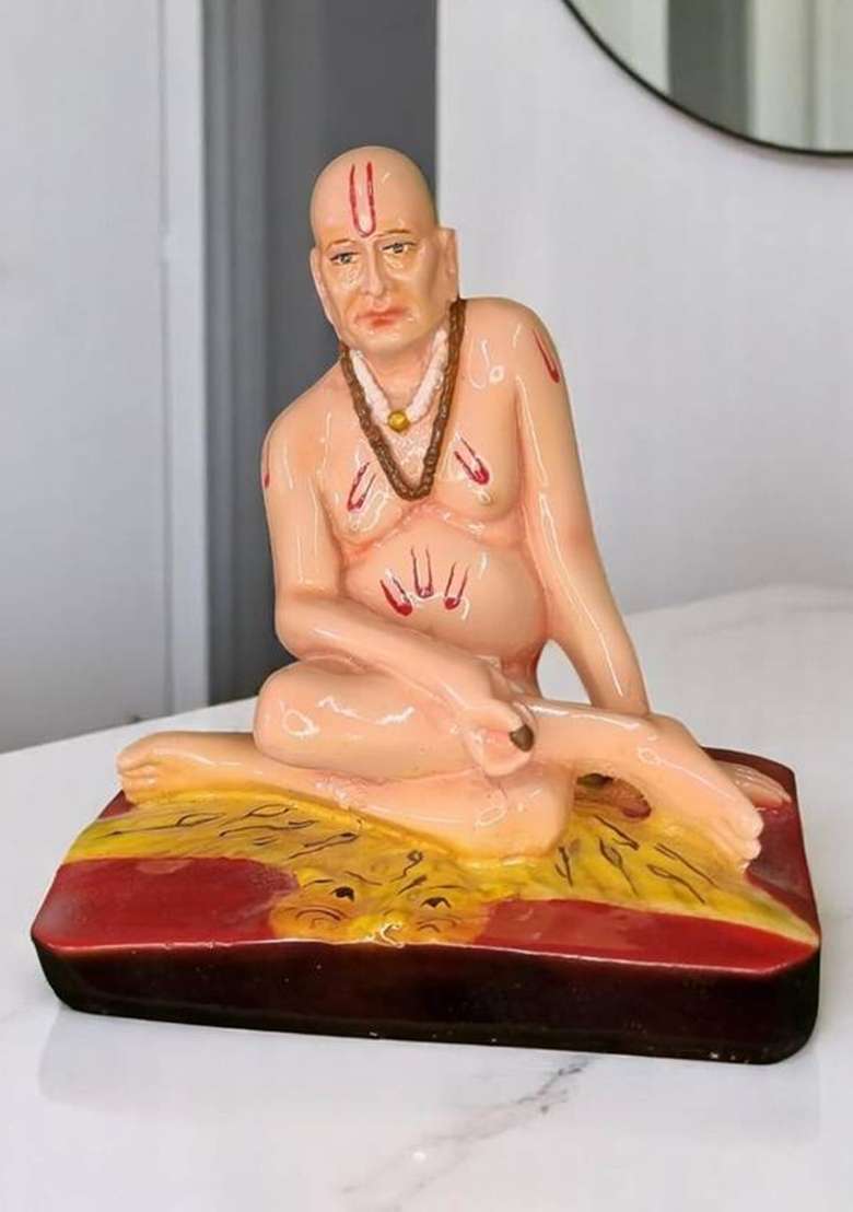 Karighar Shri Swami Samarth Murti Decorative Showpiece - 13 Cm(Polyresin Multicolor) - Indya