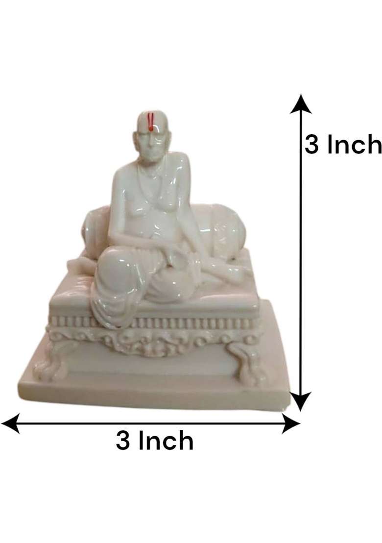 Karighar Shri Swami Samarth Murti White Decorative Showpiece - 7.5 Cm(Polyresin White) - Indya