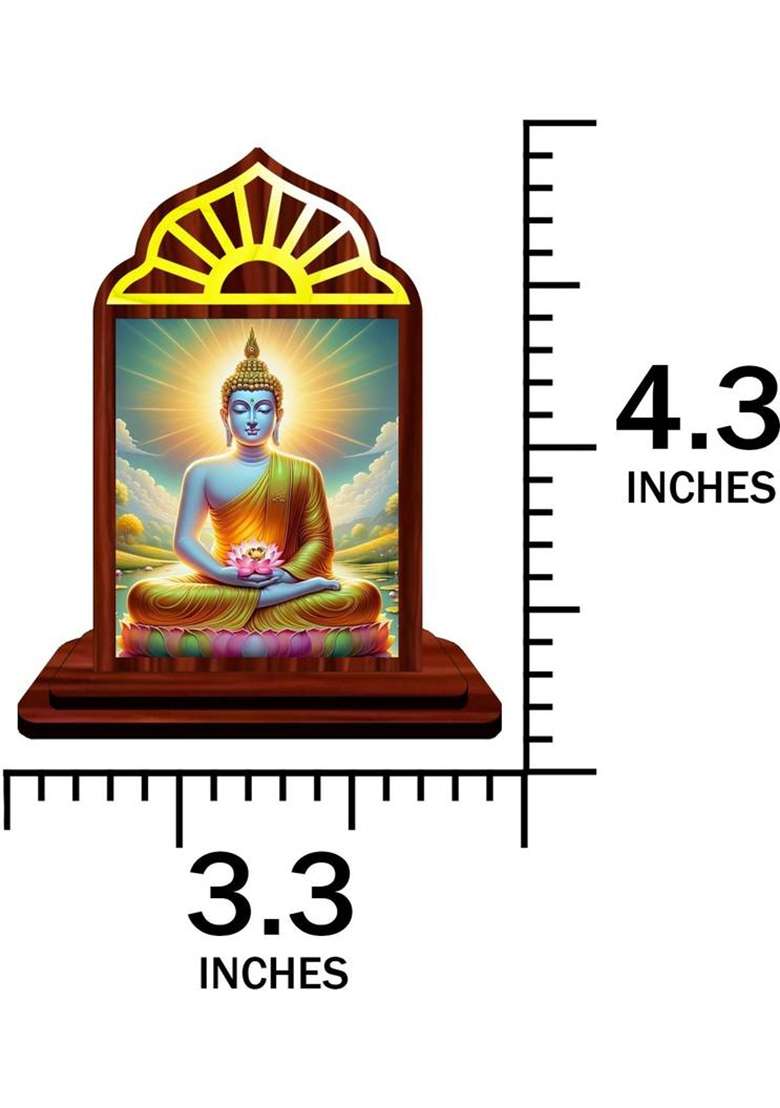 Giftsrange Gautam Buddha Mahavira Siddhartha Car Dashboard Idol Decorative Showpiece - 10 Cm(Wood Multicolor) - Indya