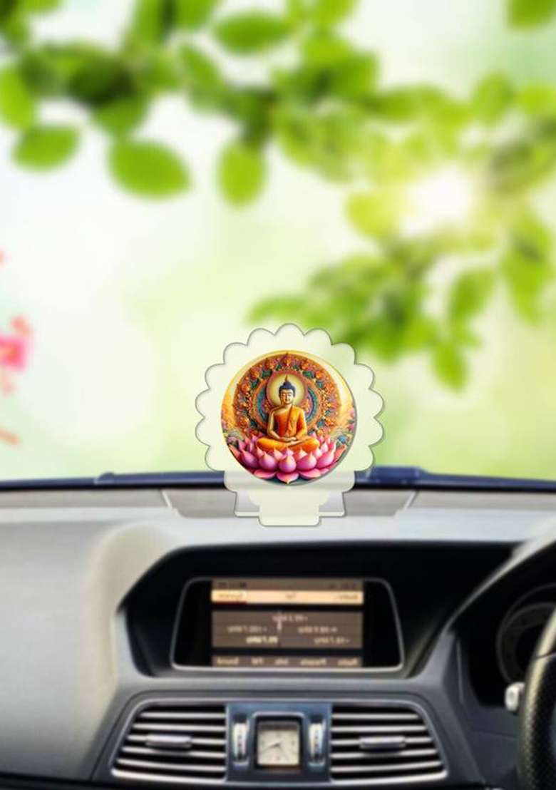 Kaynka Gautam Buddha Mahavira Siddhartha White Premium Car Dashboard Idol Decorative Showpiece - 8 Cm(Plastic Multicolor White) - Indya