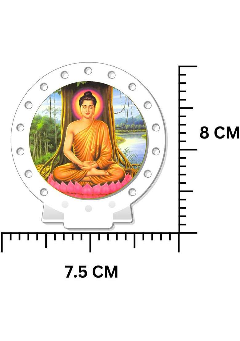 Giftsrange Gautam Buddha Mahavira Car Dashboard Idol Premium Decorative Showpiece - 8 Cm(Plastic White) - Indya