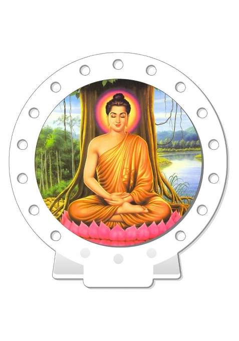 Giftsrange Gautam Buddha Mahavira Car Dashboard Idol Premium Decorative Showpiece - 8 Cm(Plastic White)