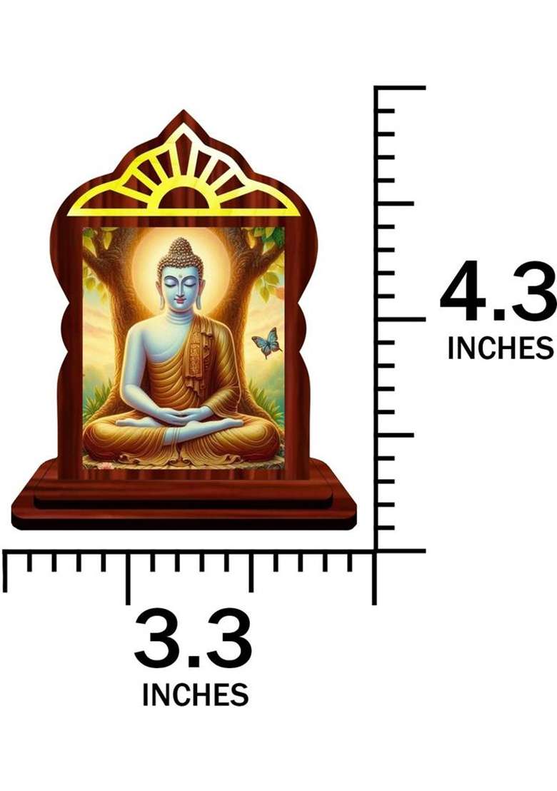 Giftsrange Gautam Buddha Mahavira Siddhartha Car Dashboard Idol Premium Decorative Showpiece - 10.4 Cm(Wood Multicolor) - Indya