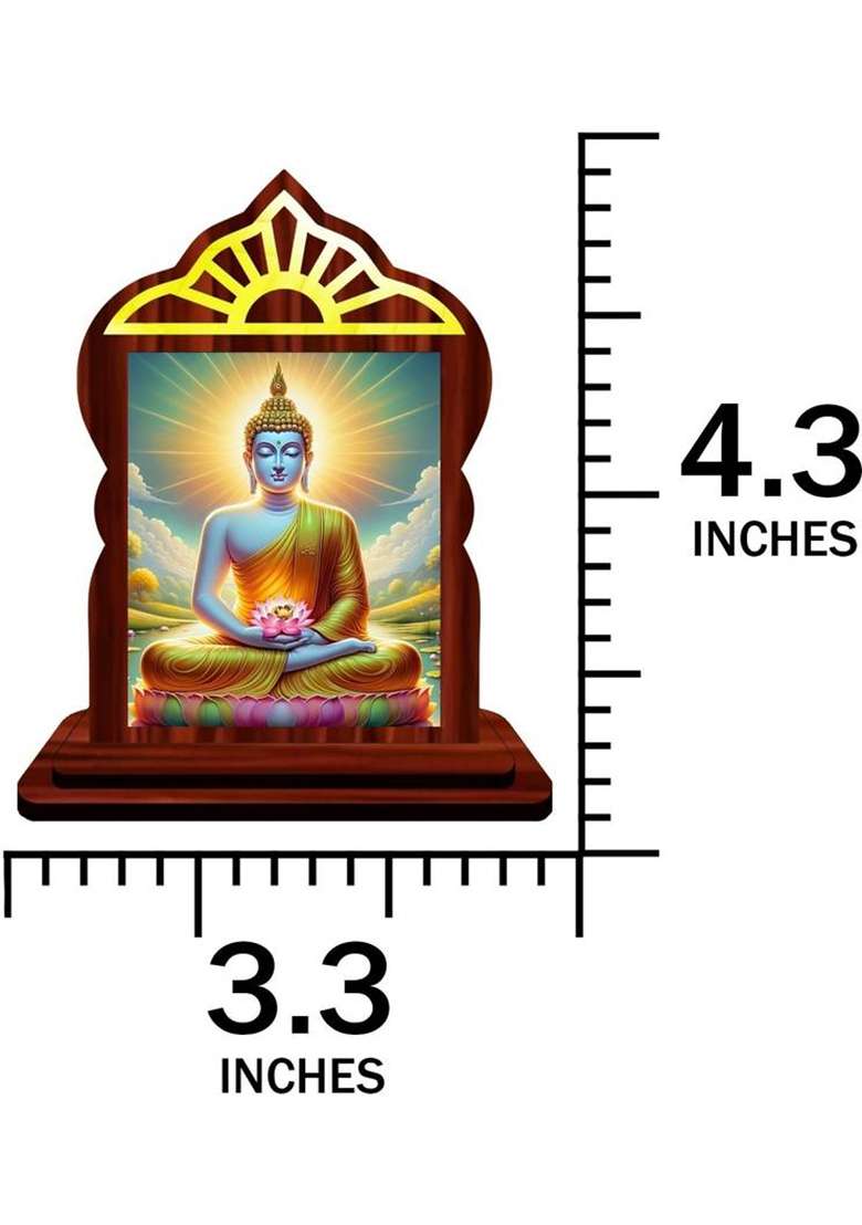 Giftsrange Gautam Buddha Mahavira Siddhartha Car Dashboard Idol Decorative Showpiece - 10.4 Cm(Wood Multicolor) - Indya