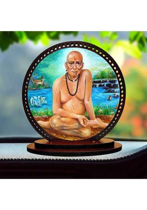 Pawandeep Lord Akkalkot Swami / Swami Samarth Dashboard Idol For Car And Home Decorative Showpiece - 3 Cm(Wood Multicolor)