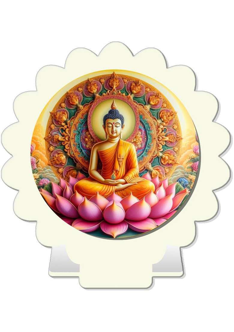 Giftsrange Gautam Buddha Mahavira Car Dashboard Idol White Glossy Decorative Showpiece - 8 Cm(Plastic White) - Indya
